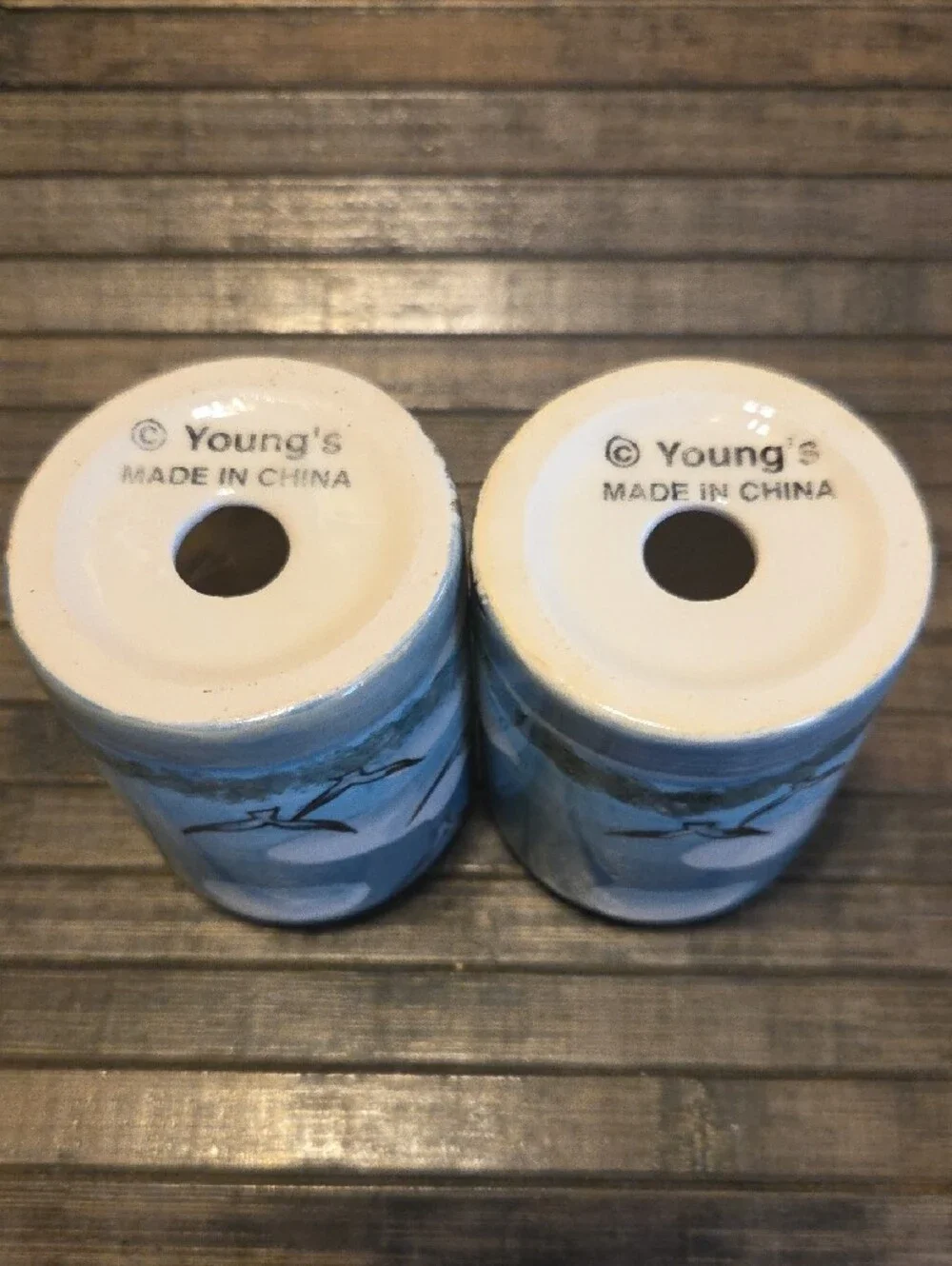 Young's Hand-Painted Seagull Lighthouse Sugar Creamer Salt & Pepper Set